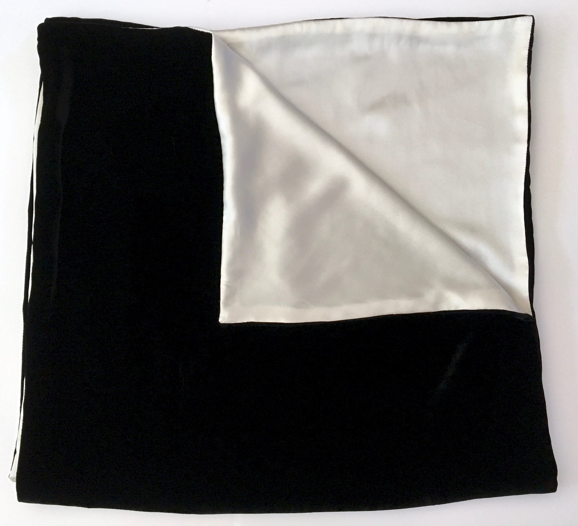 Black velvet ivory lining wrap folded